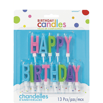 Velas Happy Birthday Colores Pastel, 13 piezas