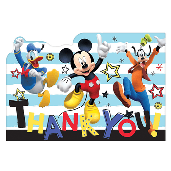 Tarjetas de Agradecimiento Mickey Mouse, 8 piezas