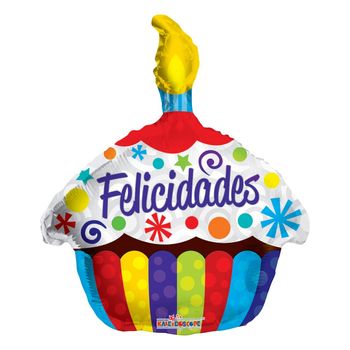 Globo Metálico en forma de Cupcake Felicidades, 22 Pulgadas