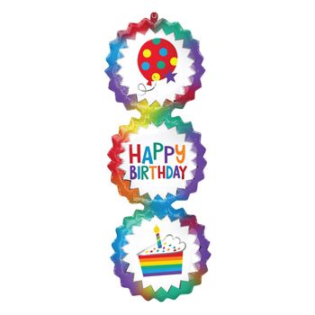 Globo Metálico "Happy Birthday" de 3 Pisos Multicolor