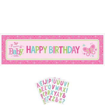 Banner Personalizable para Baby Shower Welcome Baby Girl
