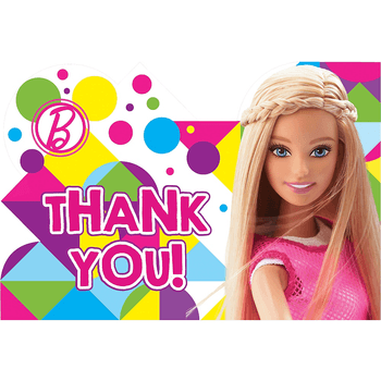 Tarjetas de Agradecimiento Barbie, 8 piezas