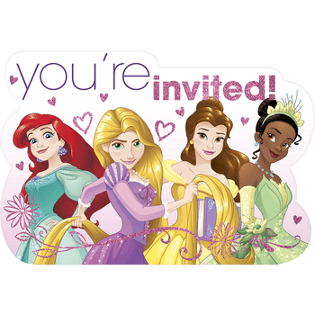 Invitaciones Princesas Disney, 8 piezas