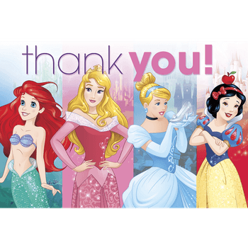 Tarjetas de Agradecimiento Princesas Disney, 8 piezas