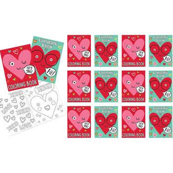 Tarjetas de intercambio de  libros para colorear con cara de corazón,  San Valentín , 12 pz
