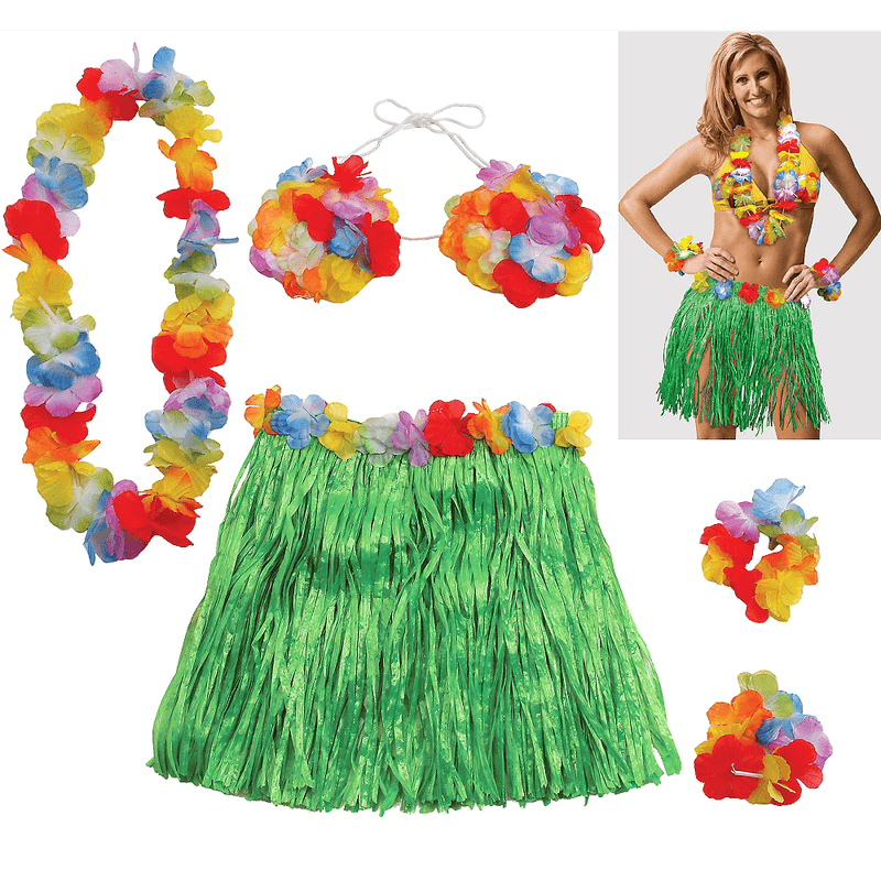 Kit-Disfraz-Hawaiiano-Multicolor-Adulto-Grande-Party-City
