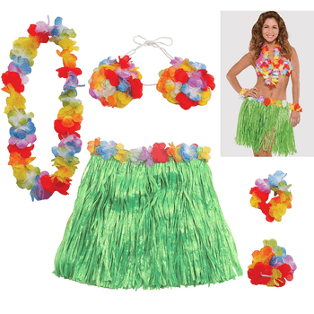 Kit Disfraz Hawaiiano Multicolor, Adulto