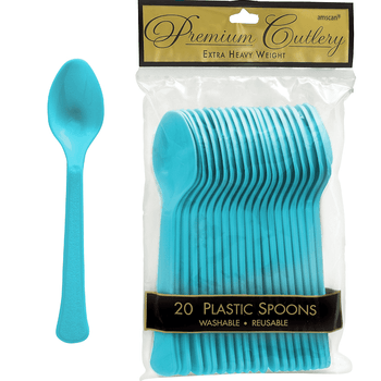 Cucharas de Plástico Premium 20 piezas Azul Caribe