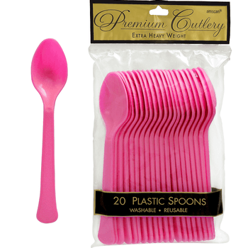 Cucharas de Plástico Premium 20 piezas Rosa Mexicano