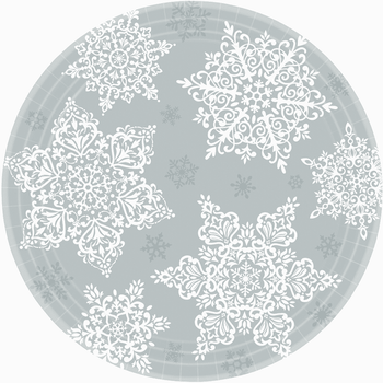 Platos Navideños Copo de Nieve 9 pulgadas 60 piezas