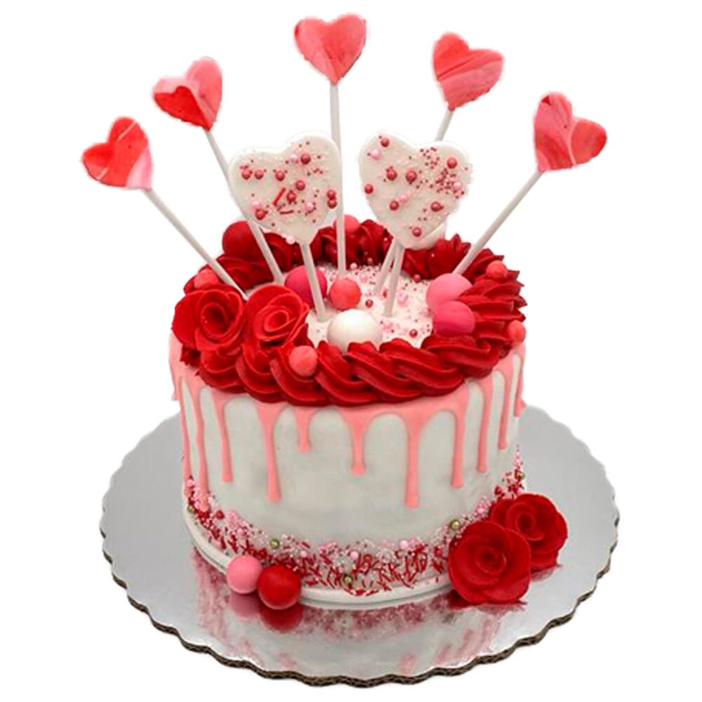 Pastel Drip Cake Corazones con Rosas | Pasteles | Party City