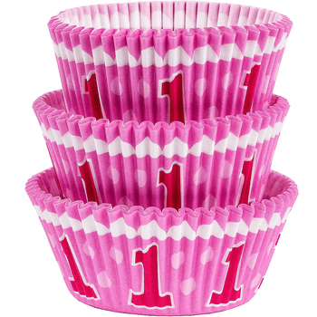 Capacillos para Cupcakes Primer Cumpleaños Rosa 75 piezas