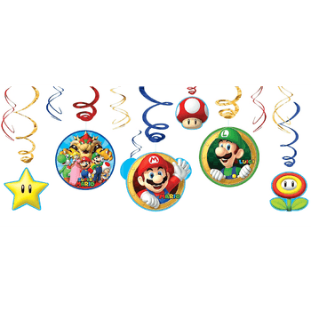 Decoraciones Colgantes en Espiral Super Mario, 12 piezas