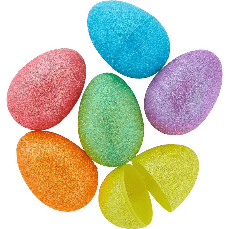 Huevos Grandes De Plástico Rellenables Brillantina 6 pzas, Pascua