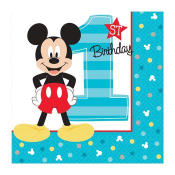 Servilletas Primer Cumpleaños Mickey Mouse 16 piezas