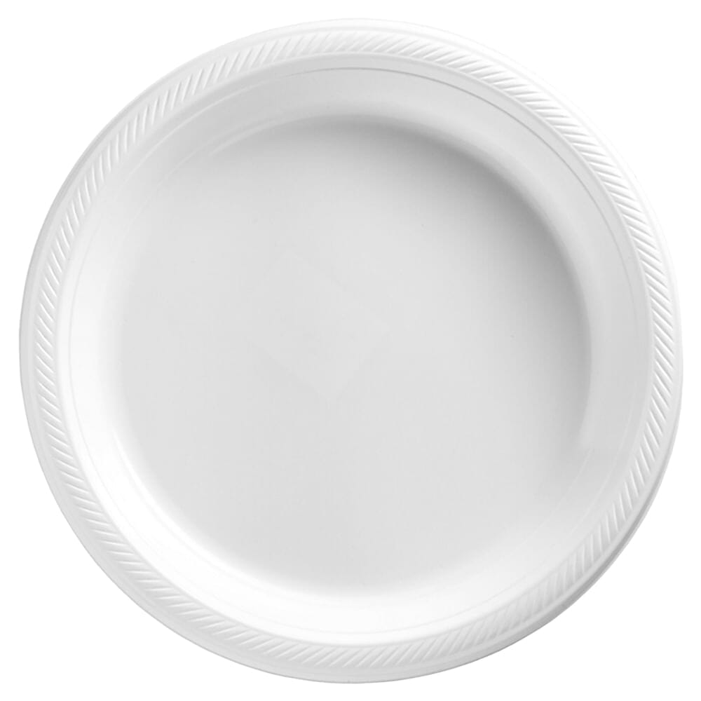 Party Essentials 20 platos ovalados de plástico duro de 9.5 pulgadas, color  blanco