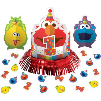 Centro de Mesa Primer Cumpleaños Elmo 3 piezas