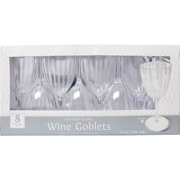 Copas de Vino Plástico Transparente Premium 236 ml 8 piezas