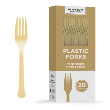Tenedores de Plástico Extra Fuerte 20 piezas Dorado