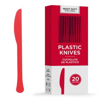 Cuchillo de Plástico Extra Fuerte 20 piezas Rojo