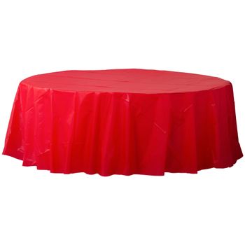 Mantel Redondo de Plástico 213cm de Diámetro Rojo