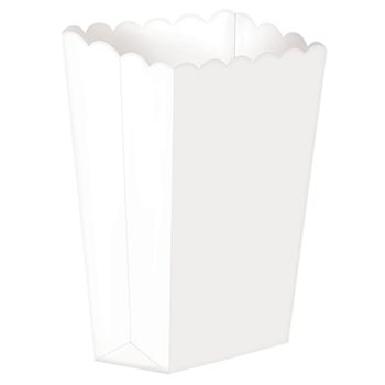 Cajitas tipo Bolsa de Palomitas para dulces de Cartón Blanco  6.3 x 13.3 x 3.8 cm 5 piezas