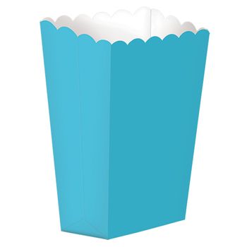 Cajitas tipo Bolsa de Palomitas para dulces de Cartón Azul Agua  6.3 x 13.3 x 3.8 cm 5 piezas