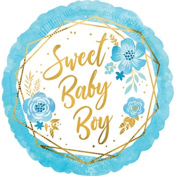 Globo "Sweet Baby Boy" Floral 18 pulgadas Sin Inflar